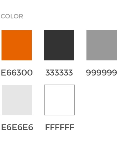 The five colors (#e66300, #333333, #999999, #e6e6e6, #ffffff) used for Elder
