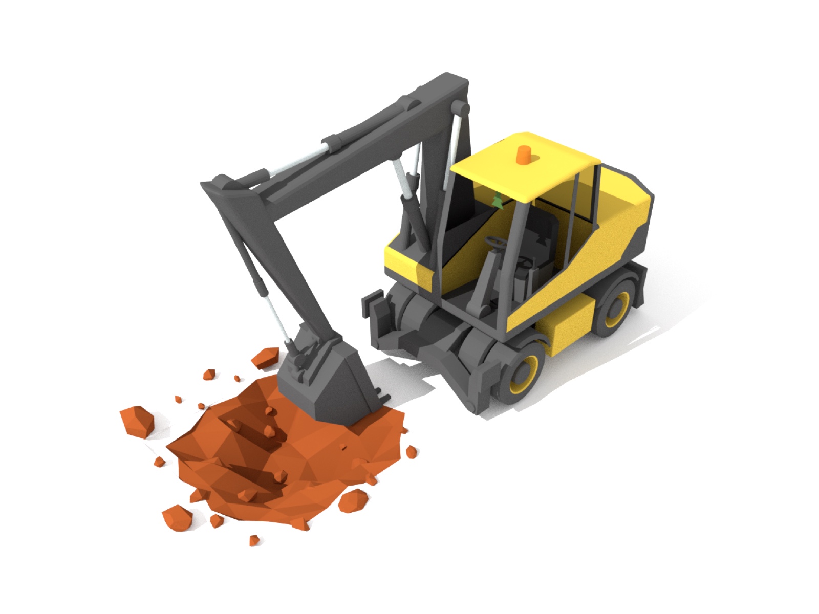 A 3 dimensional model of an excavator