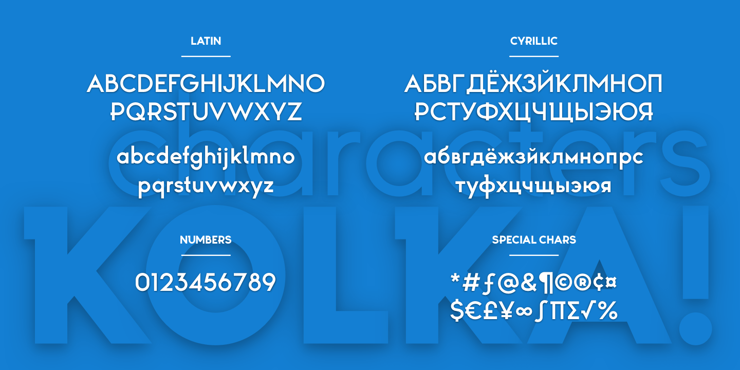A detailed preview of the Kola Typeface Family