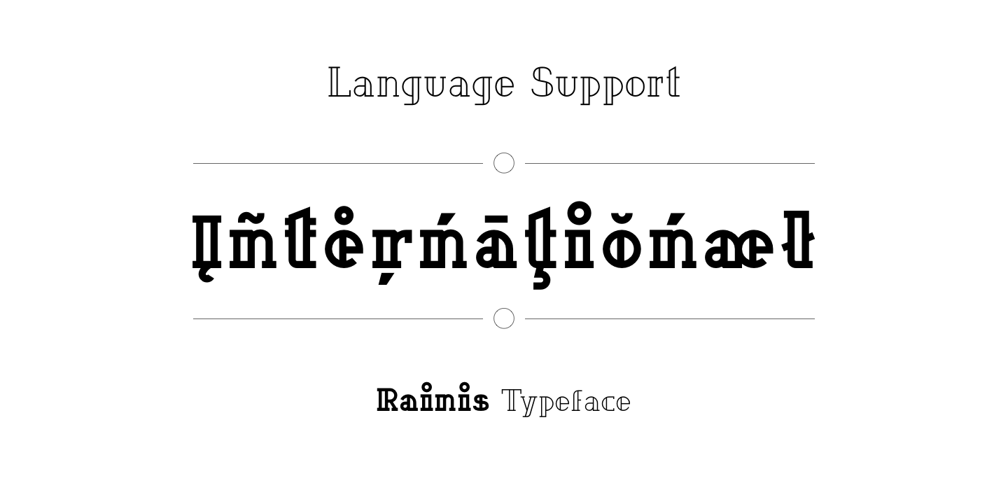 A detailed preview of the Rainis Typeface Family