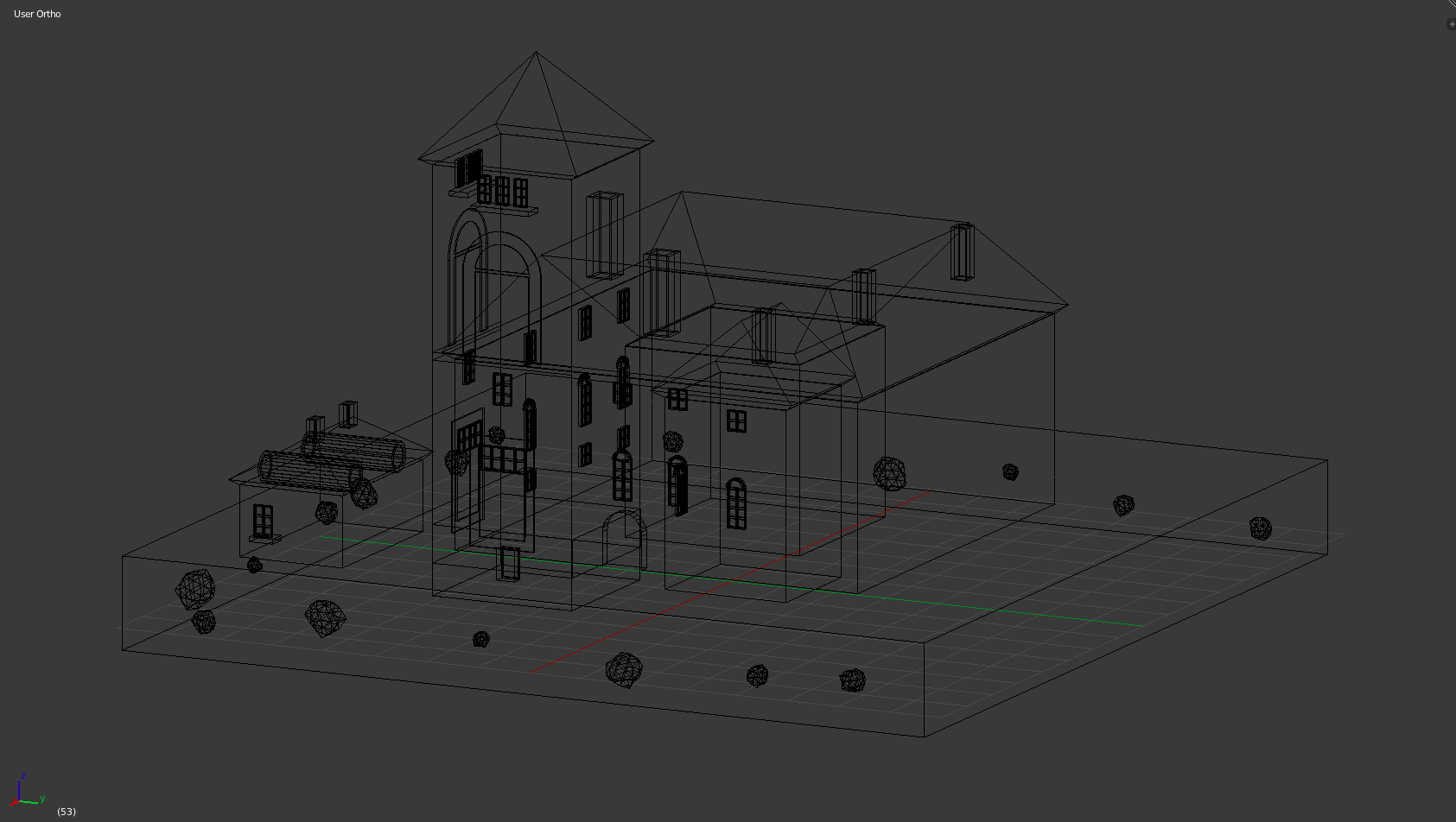 A 3 dimensional model of the Ventspils Livonian Order Castle with object shapes outlined
